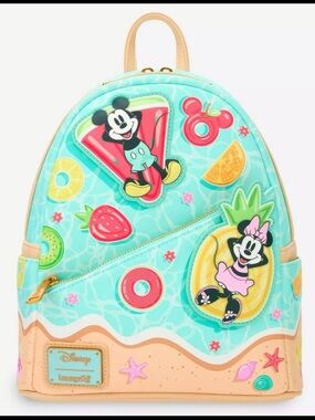NWT Loungefly Disney Mickey Mouse & Minnie Mouse Beach Fun Mini Backpack